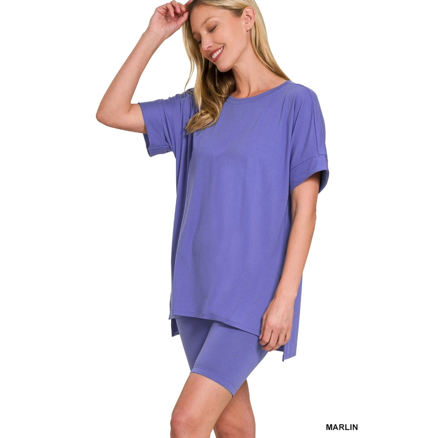 Vanilla Monkey - Round-neck Top & Biker Shorts: MARLIN