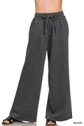 Acid Wash Fleece Sweatpants With Pockets  BLACK