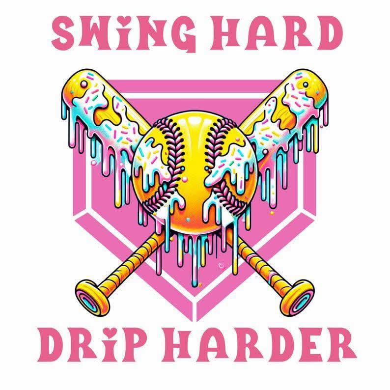 Softball Drip DTF Print