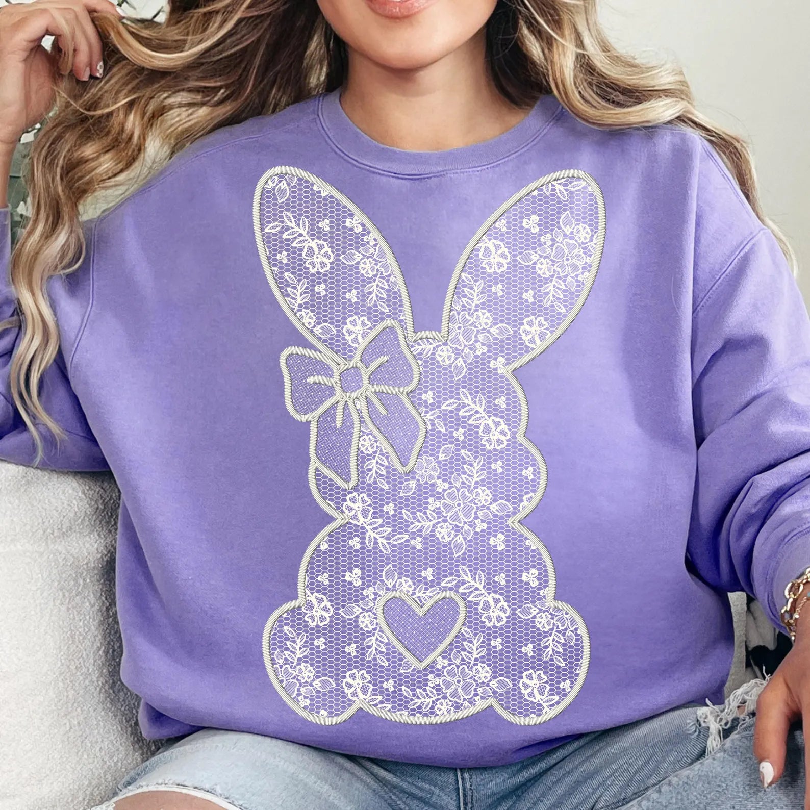 Lace Bunny Printed DTF Print