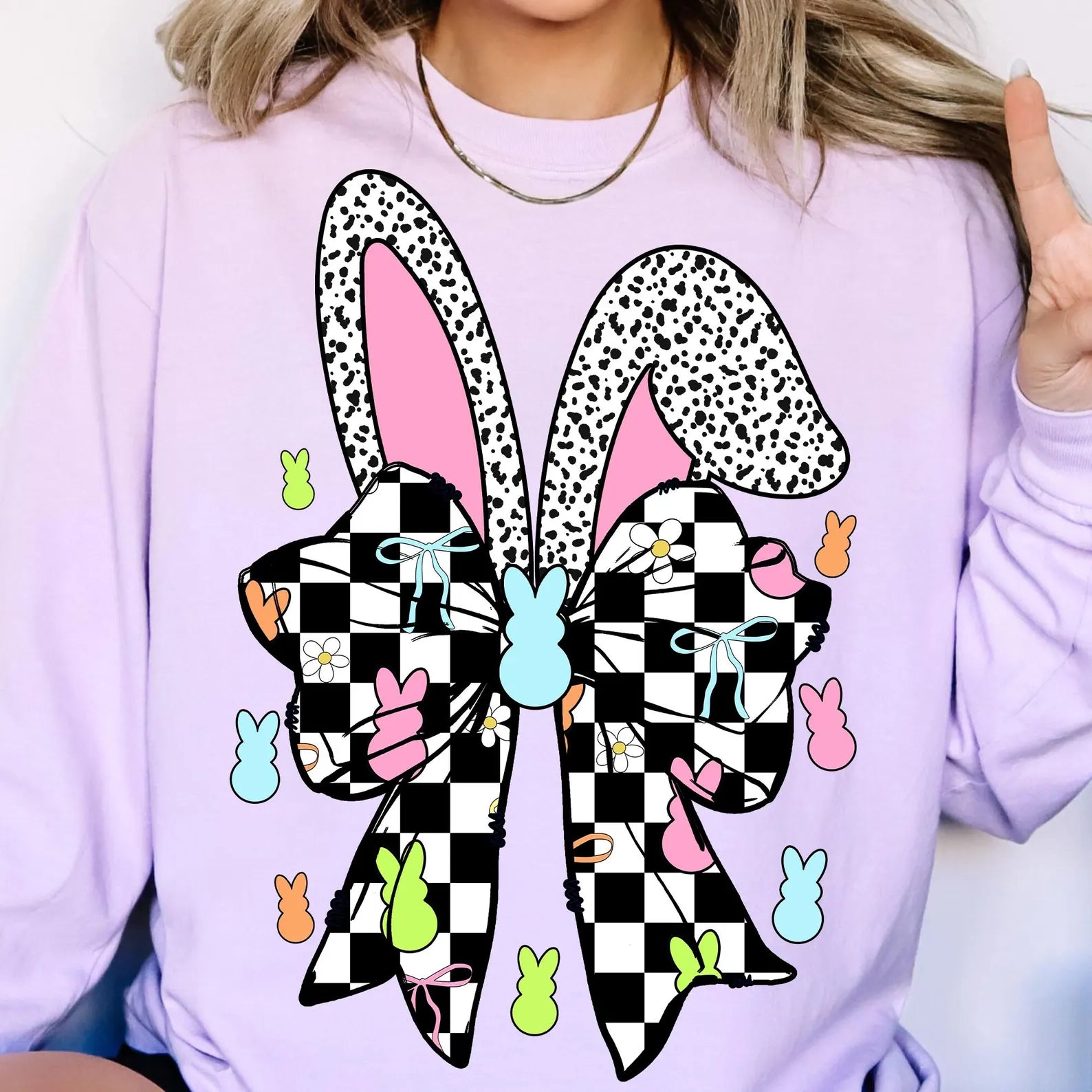 Checkered Bow Bunny Shirt