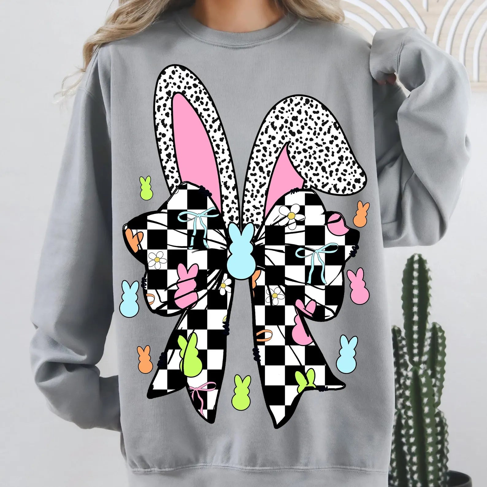 Checkered Bow Bunny Shirt