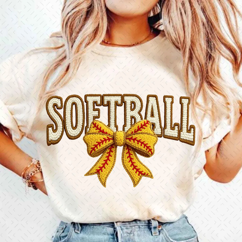 Softball Faux Yarn DTF Print